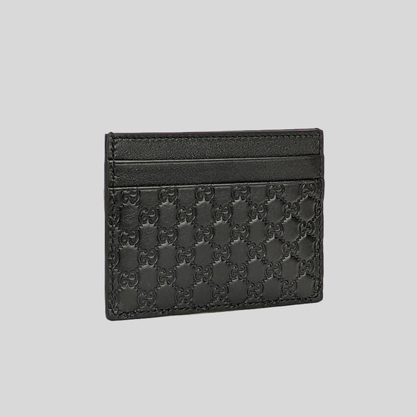 GUCCI Microguccissima Monogram Leather Card Case Black 262837