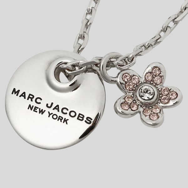 Marc Jacobs Coin Crystal Pendant Necklace Silver RS-M0012398