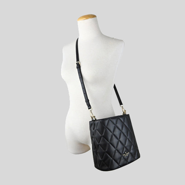 Kate Spade Carey Smooth Quilted Leather Bucket Bag Black RS KA765