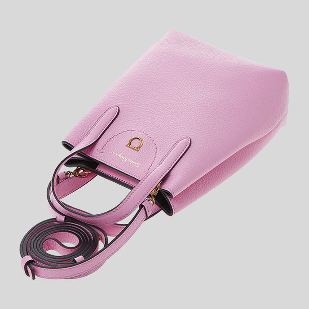 Salvatore Ferragamo Calf Leather Small Gancini Crossbody Bag Flamingo RS-0750011