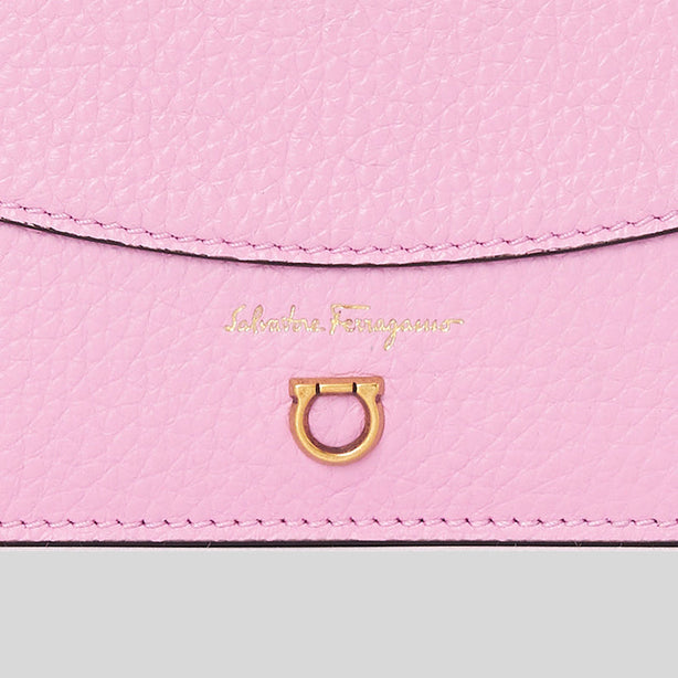 Salvatore Ferragamo Calf Leather Small Wallet On Chain Nylund Pink