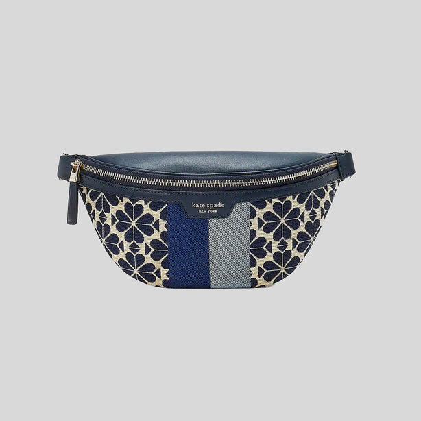 Kate Spade Spade Flower Jacquard Stripe Medium Belt Bag Blue Multi RS-K9983