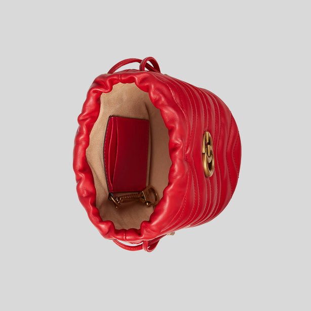 Gucci Marmont Matelasse Mini Bucket Bag Red RS-575163