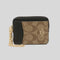 Coach Zip Card Case In Blocked Signature Canvas Khaki Brown Multi RS-C1885