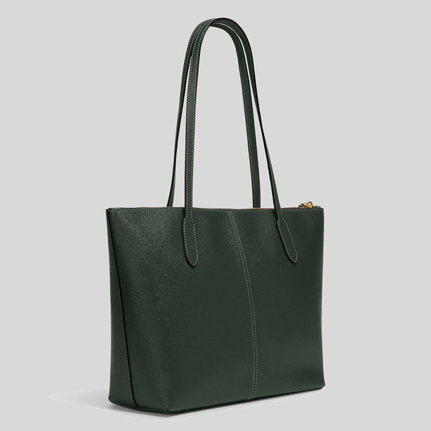 Coach Zip Top Tote In Crossgrain Leather Amazon Green RS-4454