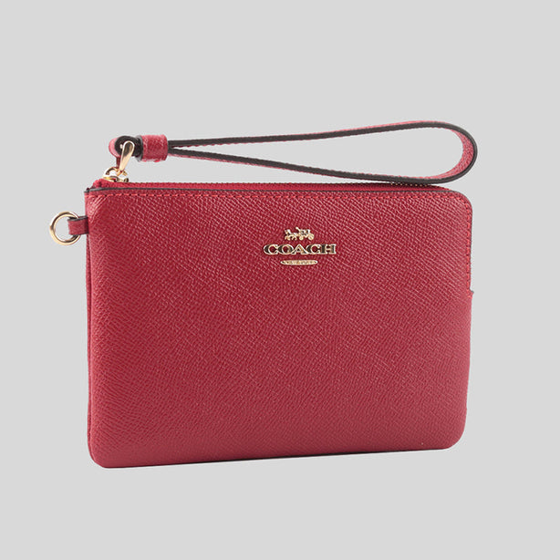 Coach Boxed Corner Zip Wristlet 1941 Red RS-CF359