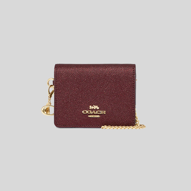 Coach Boxed Mini Wallet On A Chain Black Cherry RS-CF469