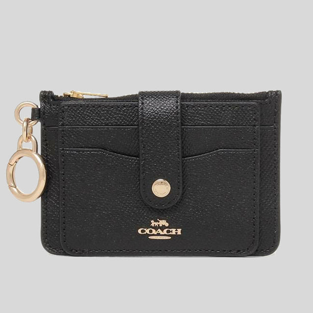 Coach Crossgrain leather Attachment Card Case Black RS-C6881