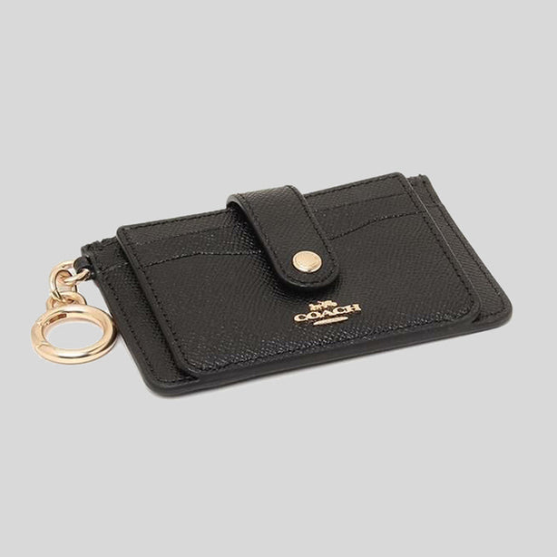 Coach Crossgrain leather Attachment Card Case Black RS-C6881