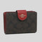 Coach Medium Corner Zip Wallet In Signature Canvas Dark Brown Red RS-C0082