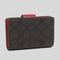 Coach Medium Corner Zip Wallet In Signature Canvas Dark Brown Red RS-C0082