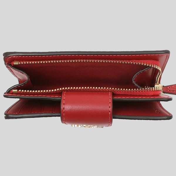 Coach Medium Corner Zip Wallet In Signature Canvas Dark Brown Red