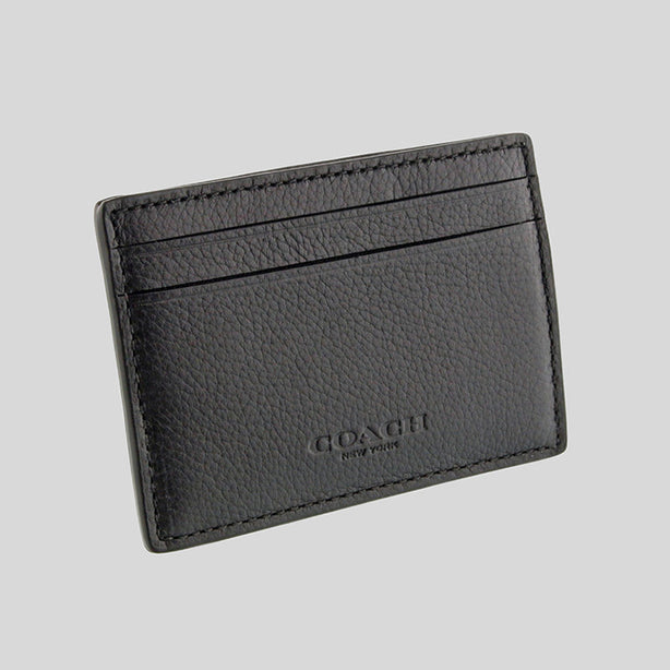 Coach Money Clip Card Case In Calf Leather Black RS-F75459