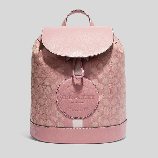 Coach Dempsey Drawstring Backpack In Signature Jacquard With Stripe And Coach Patch True Pink RS-CE601