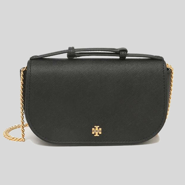 Tory Burch Emerson Saffiano Top Handle Crossbody Bag Black RS-134841