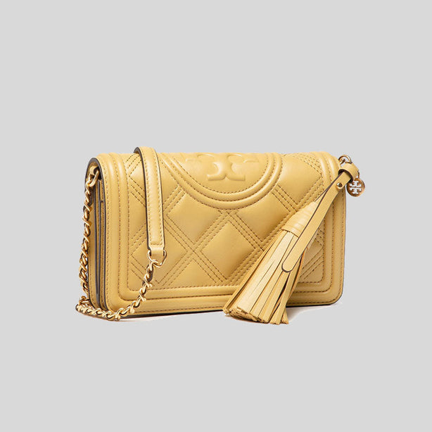 Tory Burch Fleming Soft Wallet Crossbody In Beeswax RS-64312