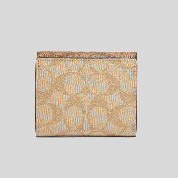 Coach Small Morgan Wallet In Blocked Signature Canvas Light Khaki/Ivory Multi RS-CH387