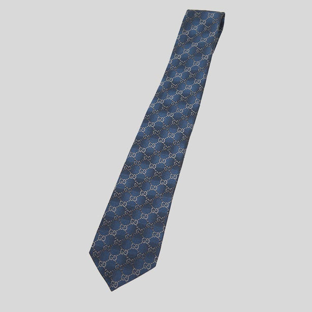 GUCCI Signature Logo GGWEB Silk Tie Wire Blue RS-408869