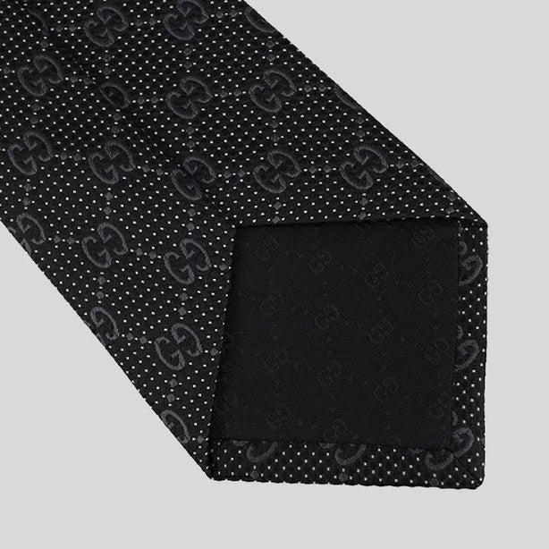 GUCCI Signature Logo GGWEB Silk Tie Black RS-408865