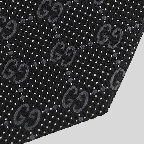 GUCCI Signature Logo GGWEB Silk Tie Black RS-408865