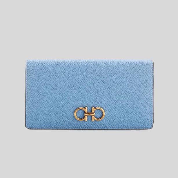 Salvatore Ferragamo Calf Leather Medium Bifold Wallet Nigella Blue RS-0752758