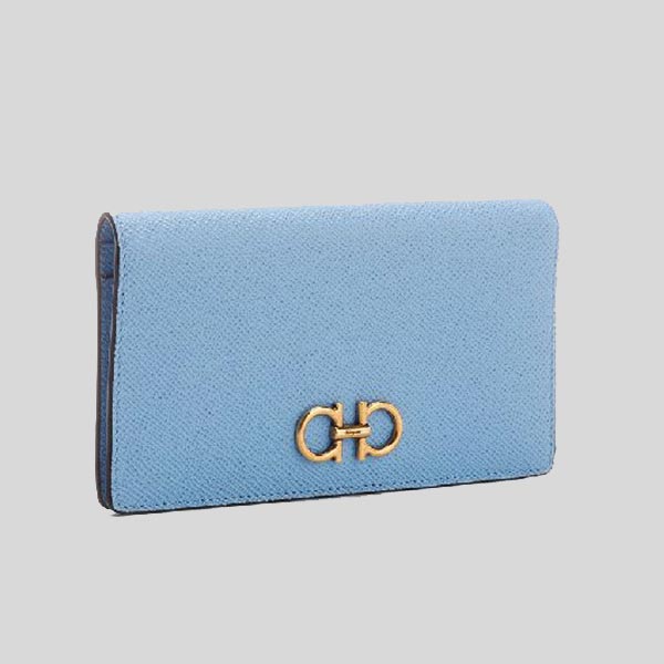 Salvatore Ferragamo Calf Leather Medium Bifold Wallet Nigella Blue RS-0752758