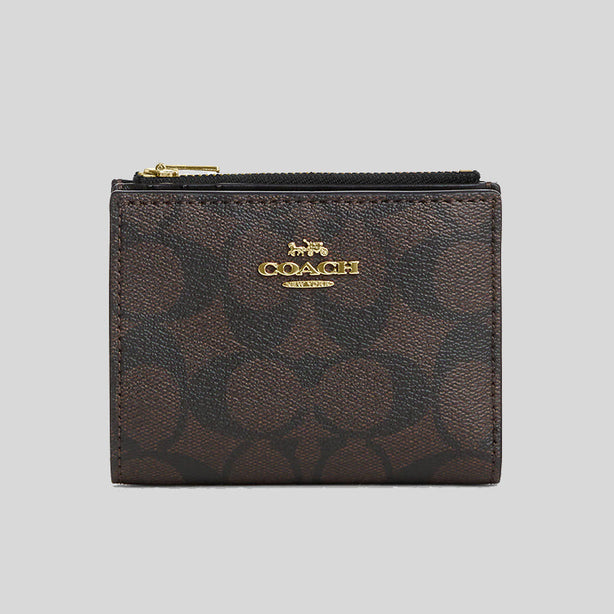 Coach Bifold Wallet In Signature Canvas Brown Black RS CM852 Robinsons Singapore