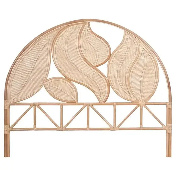 Artistic Natural Leaf Rattan Queen Headboard