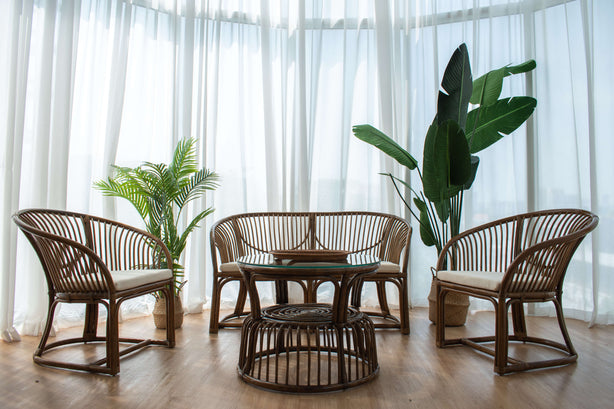 Rattan Sofa Set - Walnut Brown