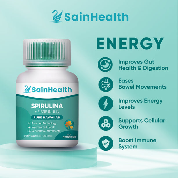 SainHealth Spirulina + Fibre Inulin 600mg, 180 tabs