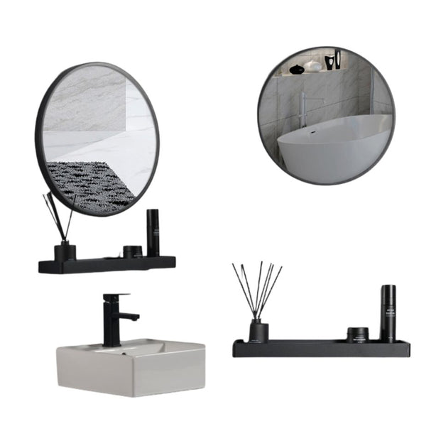 Round Mirror with Shelf