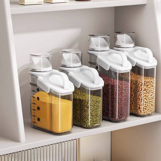 Clear Plastic Cereal Containers with Lids - Portable Rice Dispenser and Food Storage Box for Home Kitchen Supplies