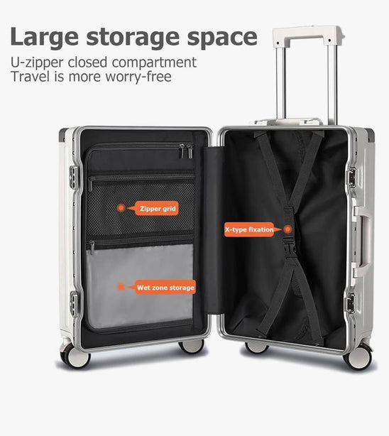 Front flap Aluminum Frame Luggage with USB Charging Port Robinsons Singapore