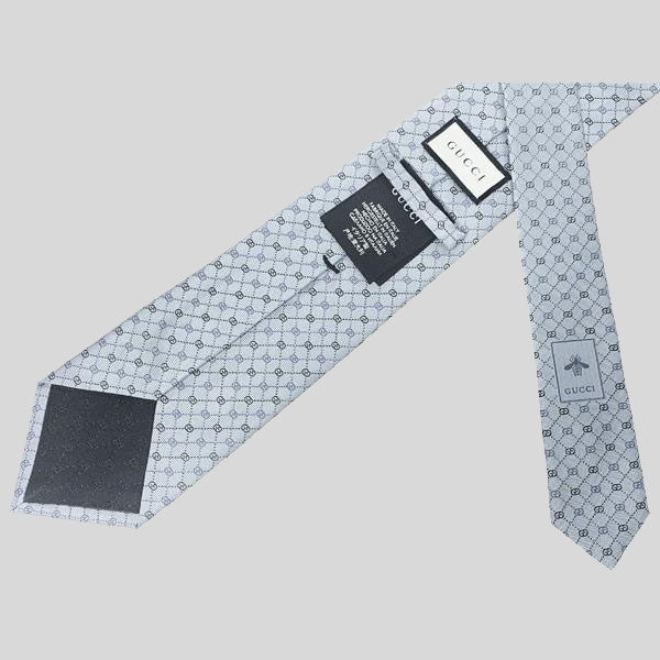 GUCCI Signature Logo Micro GGWEB Silk Tie Ice Blue RS-386489