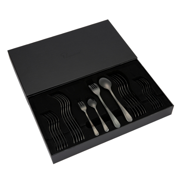 La Gourmet 24Pc Cutlery Set, Milan, Black