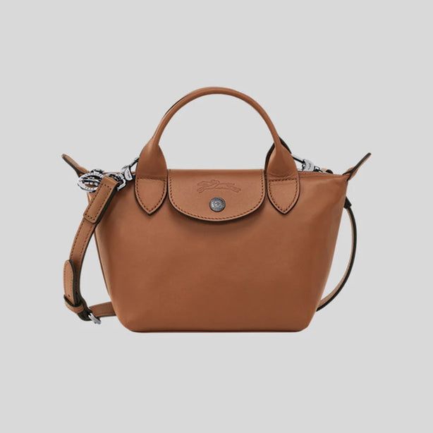 LONGCHAMP Le Pliage Extra XS Leather Handbag Cognac RS-L1500987