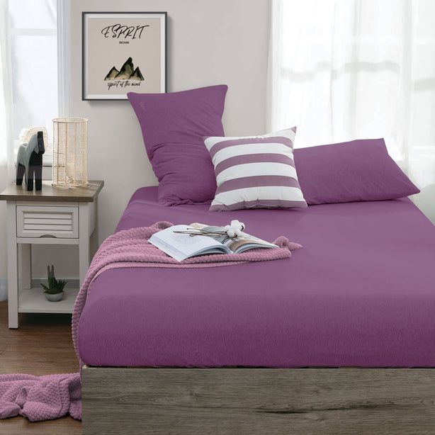 Esprit Jersey Fittedsheet Set, Grape