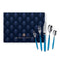 Charles Millen Signature Collection Adelia 20 Piece Cutlery Set, Stainless Steel Mirror Finish With Blue Handle