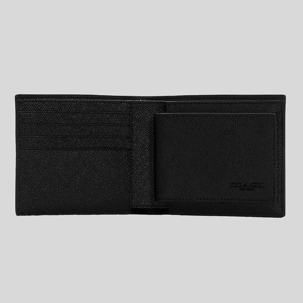 COACH Men's 3 In 1 Wallet Black RS-CR899