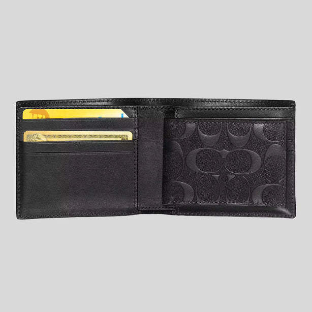 COACH Men's 3 In 1 Wallet In Signature Leather Black RS-CR957