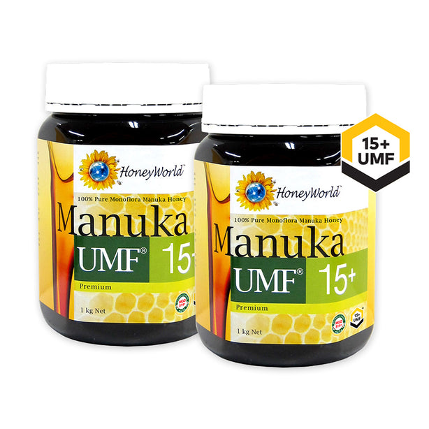 HoneyWorld Premium Manuka Honey UMF 15+ 1kg (Bundle of 2)