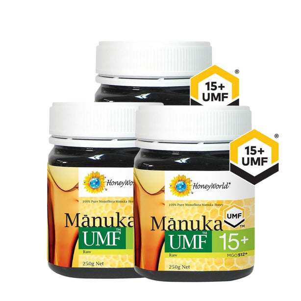 HoneyWorld Raw Manuka UMF 15+ 250G (Bundle of 3)