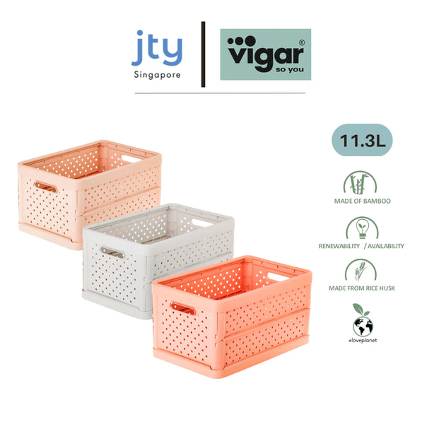 Vigar 11.3L Compact Foldable Crate (Multiple Colours Available)