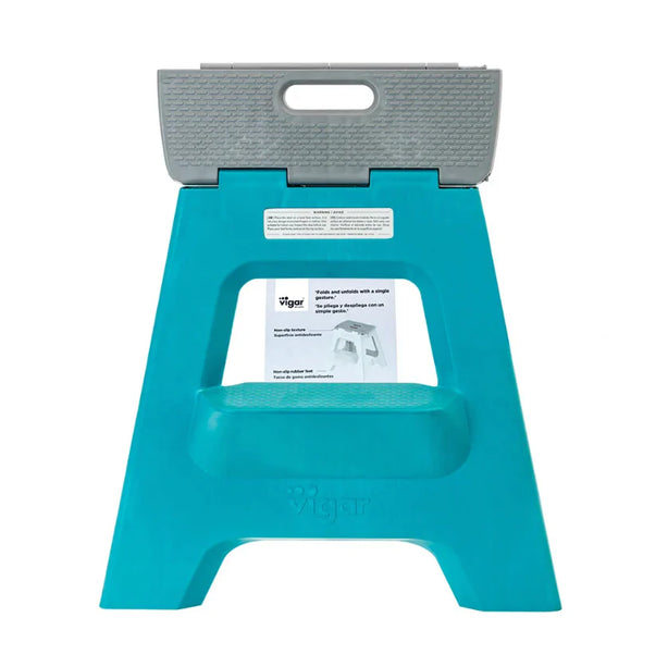 Vigar Compact 2 Step Foldable 40cm Stool (Grey or Turquoise Colour)