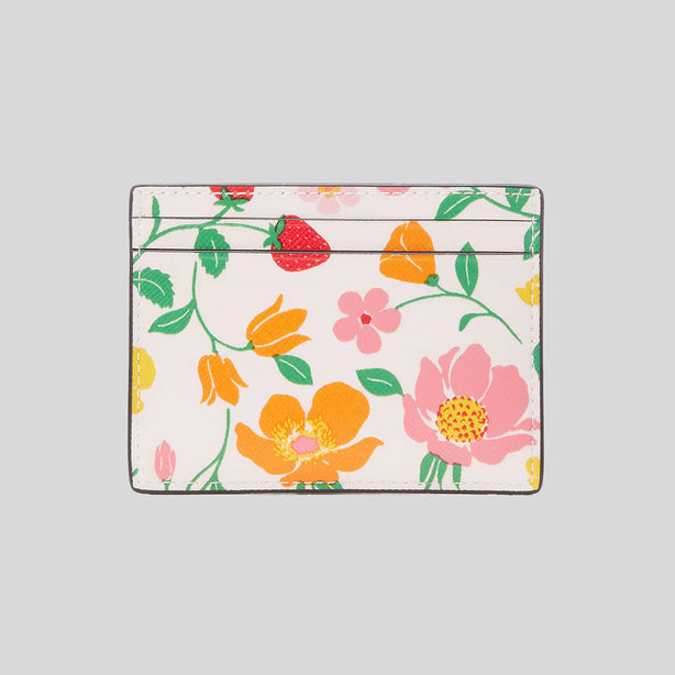 KATE SPADE Boxed Madison Strawberry Garden Small Slim Card Holder Pink Multi RS-KG628