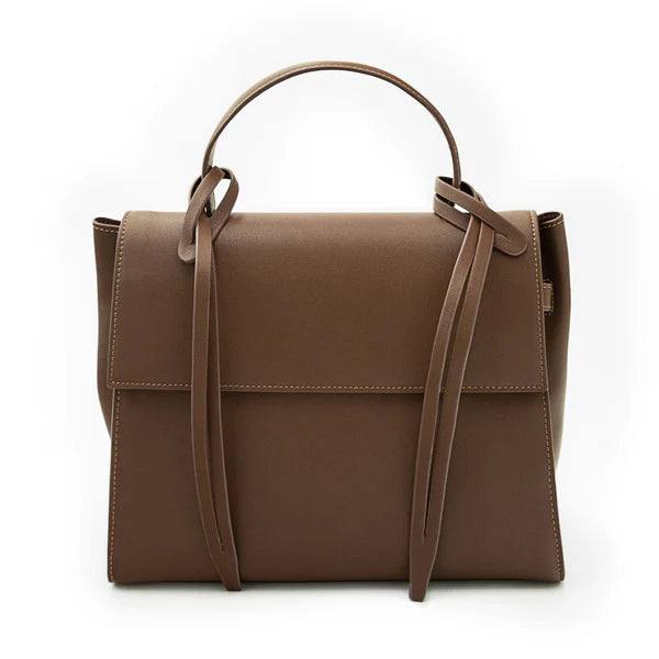 X Nihilo Bank Leather Handbag Work Bag Walnut