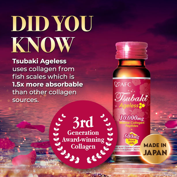 AFC Tsubaki Ageless Collagen Drink Royal Jelly Anti Aging Radiant Hydrated Skin