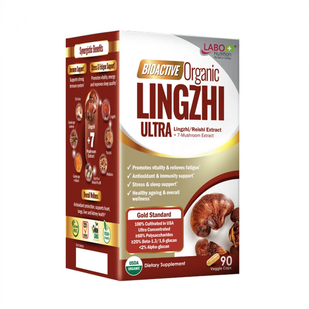 LABO Nutrition Bioactive Organic Lingzhi for Immunity Calm Energy Sleep Support