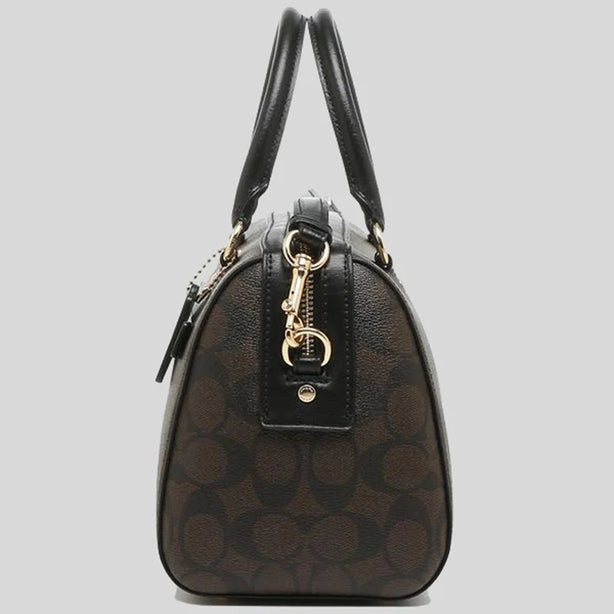 Coach Rowan Satchel In Signature Canvas Brown Black RS-F83607