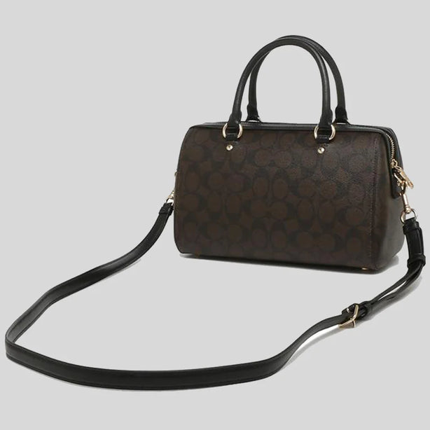 Coach Rowan Satchel In Signature Canvas Brown Black RS-F83607